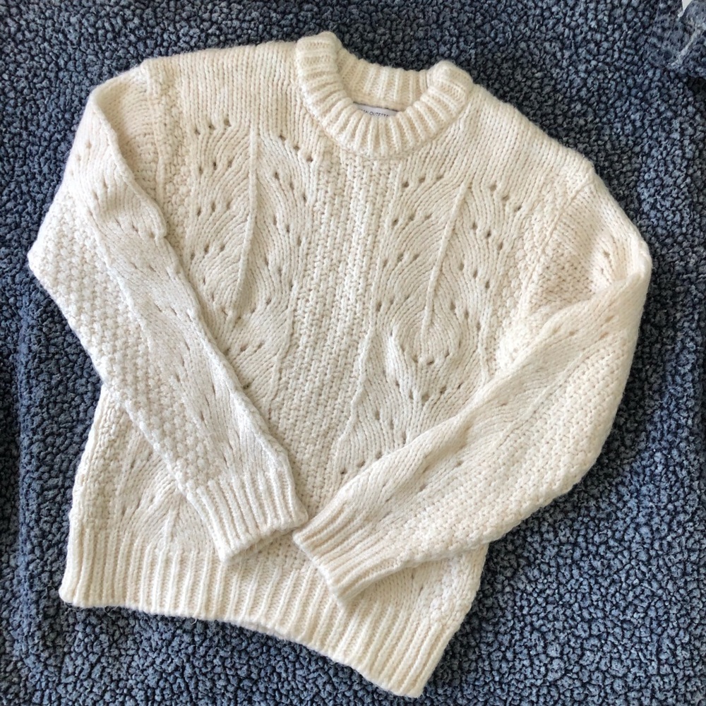 Creamy White Cable Sweater